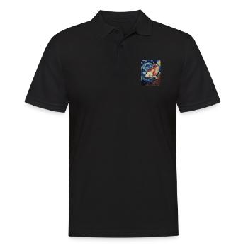 axolotl, van gogh, style, sternennacht - Männer Poloshirt - Schwarz - Vorne - Kai (181cm)