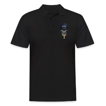 Cooler Totenkopf Hip Hop Style Schriftzug Rostock - Männer Poloshirt - Schwarz - Vorne - Kai (181cm)