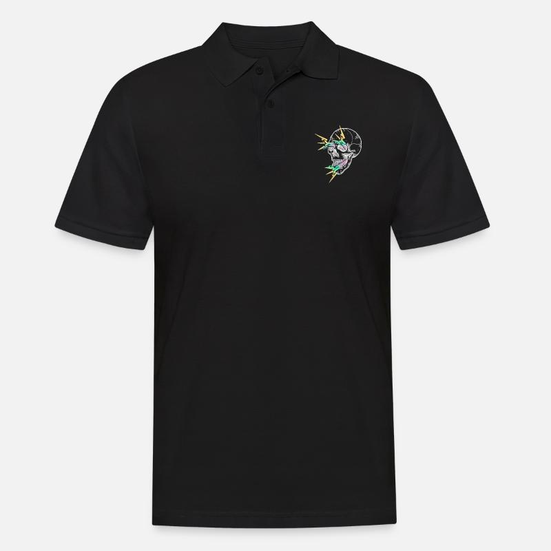 Skull Flash weiß - Männer Poloshirt - Schwarz