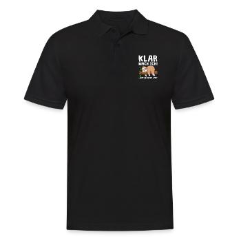 Faultier Klar Mach Ich Nur Halt Nicht Jetzt, - Männer Poloshirt - Schwarz - Vorne - Kai (181cm)