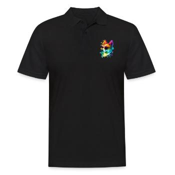 Colorful cool corgi dog with sunglasses - Men's Polo Shirt - black - Front - Kai (181cm)