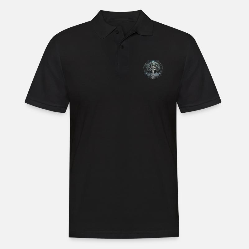 Baum des Lebens Yggdrasil Wikinger Midgard Thor - Männer Poloshirt - Schwarz