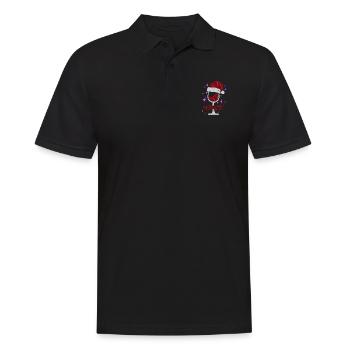 Winterlicher Weingenuss Weinglas mit Mütze - Männer Poloshirt - Schwarz - Vorne - Kai (181cm)
