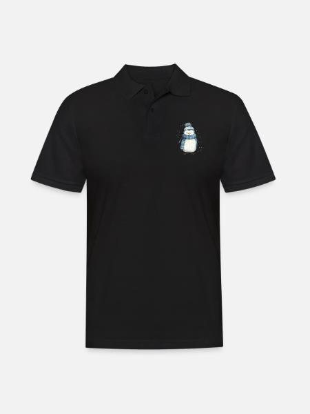 Penguin Tee: Playful Arctic Charm - Men's Polo Shirt - black