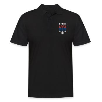 Serbe Serbisch Flagge Adler Landesfarben Balkan Re - Männer Poloshirt - Schwarz - Vorne - Kai (181cm)