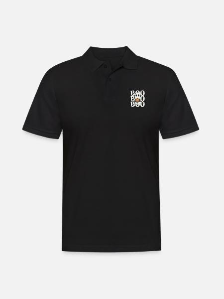 Ghost with Pumpkin Boo" Halloween - Men's Polo Shirt - black
