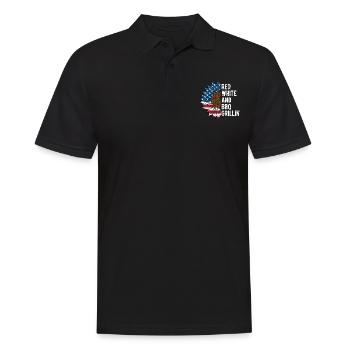 Red White and BBQ Grillin 4th of July Party - Men's Polo Shirt - black - Front - Kai (181cm)