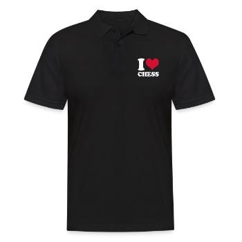 Joueur d’échecs J’aime les échecs - Polo Homme - noir - Devant - Kai (181cm)