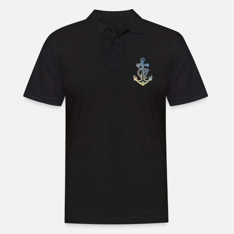 Anker Hafen - Männer Poloshirt - Schwarz