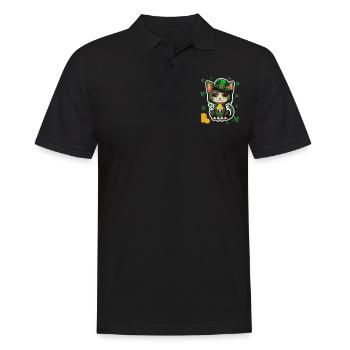 Chat mignon trèfle tenue chapeau st Patrick - Polo Homme - noir - Devant - Kai (181cm)