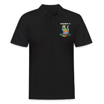 Soutien sensibilisation à l'autisme chat coloré - Polo Homme - noir - Devant - Kai (181cm)