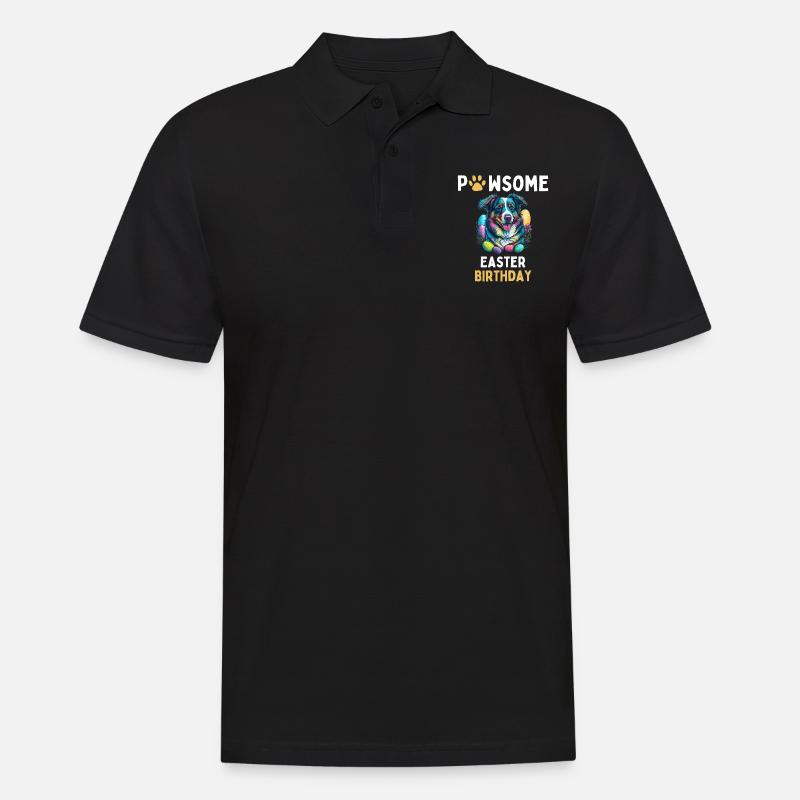 Australian Shepherd Easter Egg Hunter Birthday - Men's Polo Shirt - black
