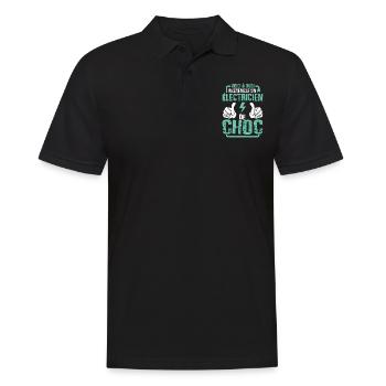 cadeau électricien de choc citation humoristique - Polo Homme - noir - Devant - Kai (181cm)