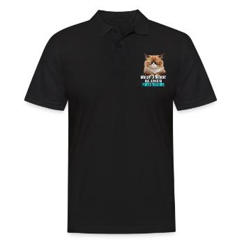 Humour chat pas content mauvaise humeur râleur - Polo Homme - noir - Devant - Kai (181cm)