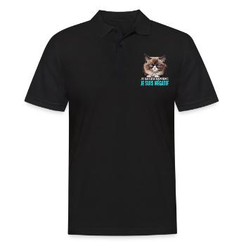 J'ai fait tester ma patience je suis négatif chat - Polo Homme - noir - Devant - Kai (181cm)
