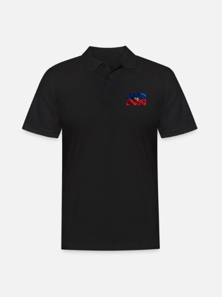 Country: Haiti - Men's Polo Shirt - black