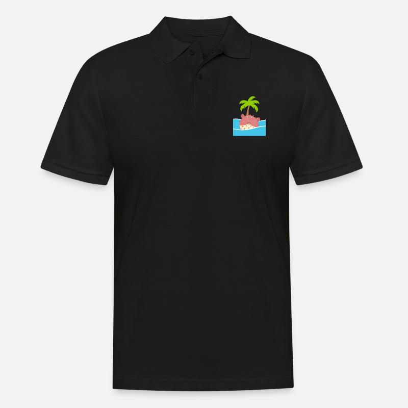 Puffer Fish and Coconut Tree - Men's Polo Shirt - black