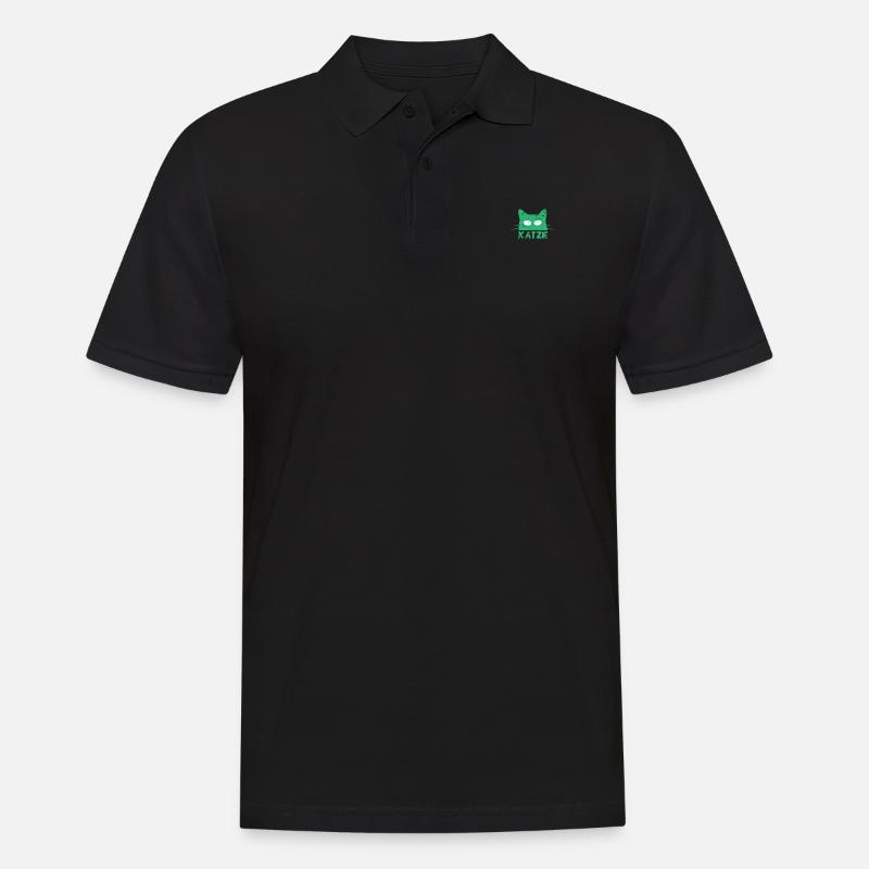 Katze - Männer Poloshirt - Schwarz