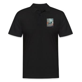 Vintage 90er Jahre Japan Schulfahrt Malerei Japan Liebhaber - Männer Poloshirt - Schwarz - Vorne - Kai (181cm)