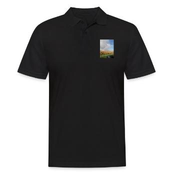 Arc-en-ciel sur la route et champs de blé - Polo Homme - noir - Devant - Kai (181cm)