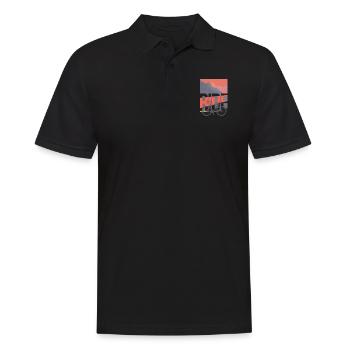 Cadeau unique pour passionné vélo gravel - Polo Homme - noir - Devant - Kai (181cm)
