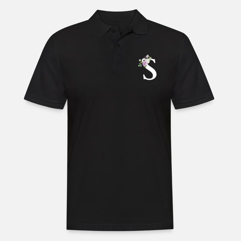 Lila Blumenbuchstabe S - Männer Poloshirt - Schwarz