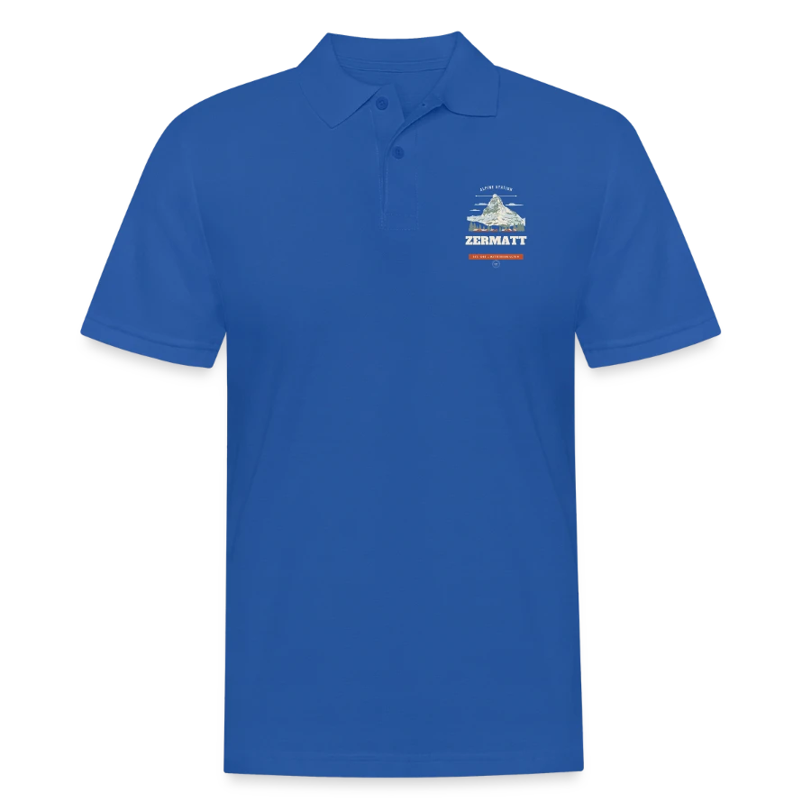 Zermatt badge on a men's polo shirt, royal blue