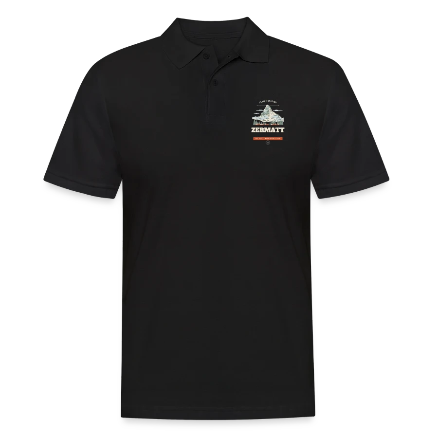 Zermatt badge on a men's polo shirt, black