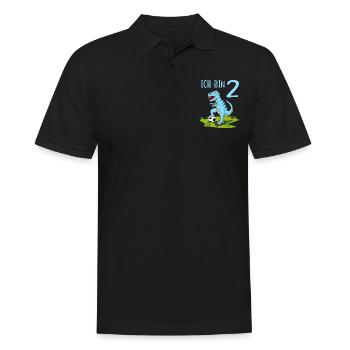 Dinosaurier Rex Fußball 2 Geburtstag Blau - Männer Poloshirt - Schwarz - Vorne - Kai (181cm)