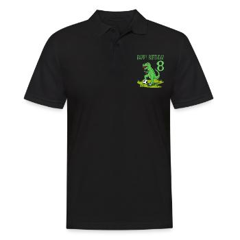 Dinosaurier Rex Fußball 8 Happy Birthday Grün - Männer Poloshirt - Schwarz - Vorne - Kai (181cm)