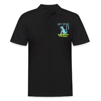 Dinosaure Rex Football 11 Joyeux Anniversaire Bleu - Polo Homme - noir - Devant - Kai (181cm)