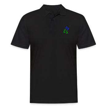Blue folk art motive #6 - Men's Polo Shirt - black - Front - Kai (181cm)