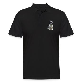 Bouledogue français Low Poly Design - Polo Homme - noir - Devant - Kai (181cm)