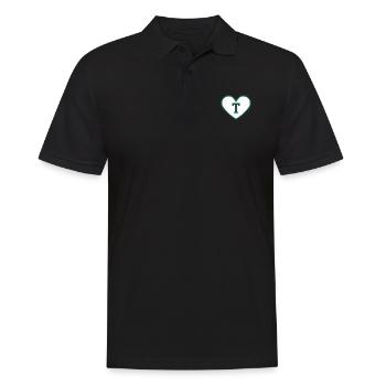 Lettre t cœur sport tendance vert - idée cadeau - Polo Homme - noir - Devant - Kai (181cm)