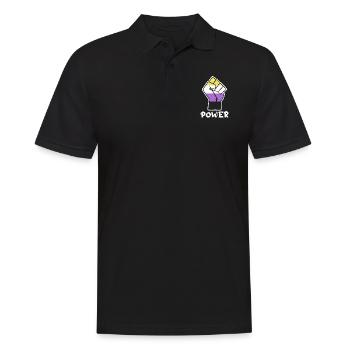Power Nonbinary Pride Faust Design für Equality - Männer Poloshirt - Schwarz - Vorne - Kai (181cm)