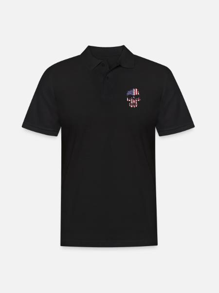 US Flag Skull with Sunglasses - Men's Polo Shirt - black
