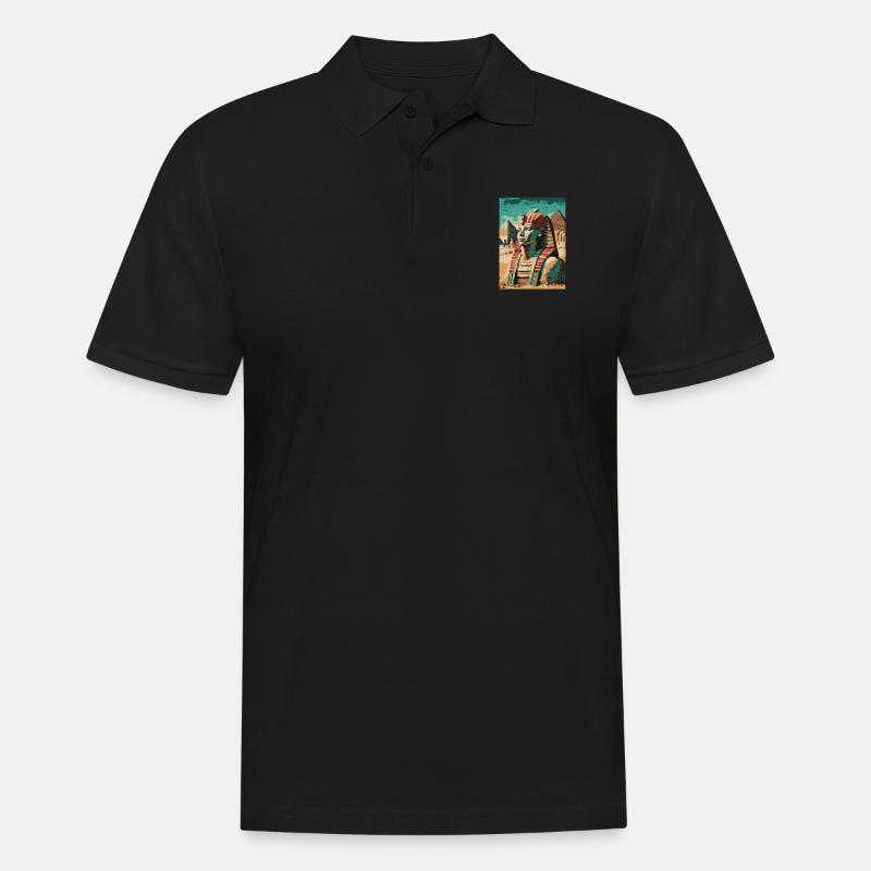 Pharao vor Pyramiden - Männer Poloshirt - Schwarz