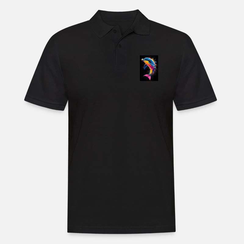Delfin Pop Art Bunt - Männer Poloshirt - Schwarz