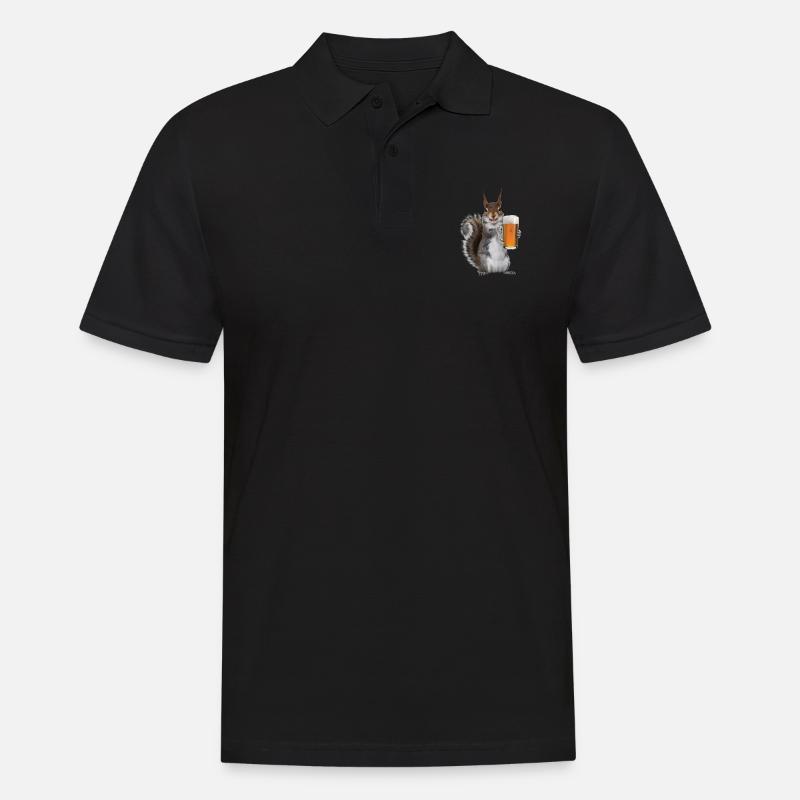 Eichhörnchen Bier - Männer Poloshirt - Schwarz