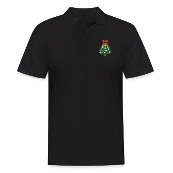 Festive Tennis Christmas Tree Design - Men's Polo Shirt - black - Front - Kai (181cm)