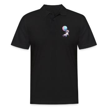 Katze mit Luftballon - Männer Poloshirt - Schwarz - Vorne - Kai (181cm)