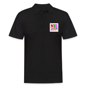 Nie wieder ist jetzt - Männer Poloshirt - Schwarz - Vorne - Kai (181cm)