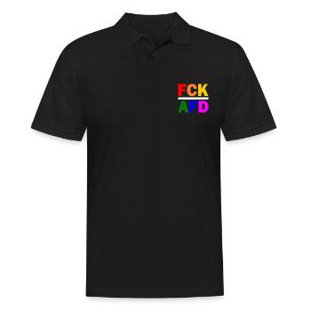 Fck afd - Männer Poloshirt - Schwarz - Vorne - Kai (181cm)
