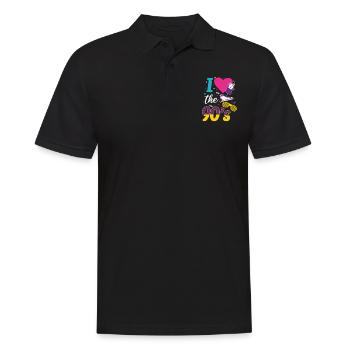 T-shirt de fête de coeur tenue rétro des années 90 - Polo Homme - noir - Devant - Kai (181cm)