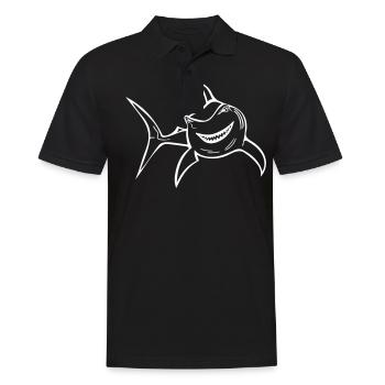 Lustiger Haifisch - Männer Poloshirt - Schwarz - Vorne - Kai (181cm)