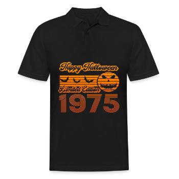 Halloween Citrouille Anniversaire Année de Construction 1975 Millésime - Polo Homme - noir - Devant - Kai (181cm)