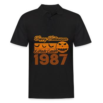 Halloween Kürbis Geburtstag Baujahr 1987 Vintage - Männer Poloshirt - Schwarz - Vorne - Kai (181cm)