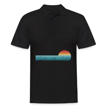 Retro Horizontal Vintage Fish Sunset Fishing - Polo Homme - noir - Devant - Kai (181cm)