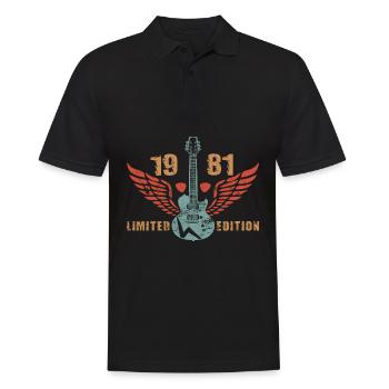 Gitarre Gitarrist Gitarrenspieler 1981 Geburtstag - Männer Poloshirt - Schwarz - Vorne - Kai (181cm)