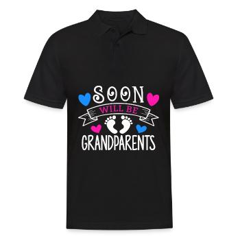 Bald werden wir Oma und Opa, Wir werden Großeltern - Männer Poloshirt - Schwarz - Vorne - Kai (181cm)